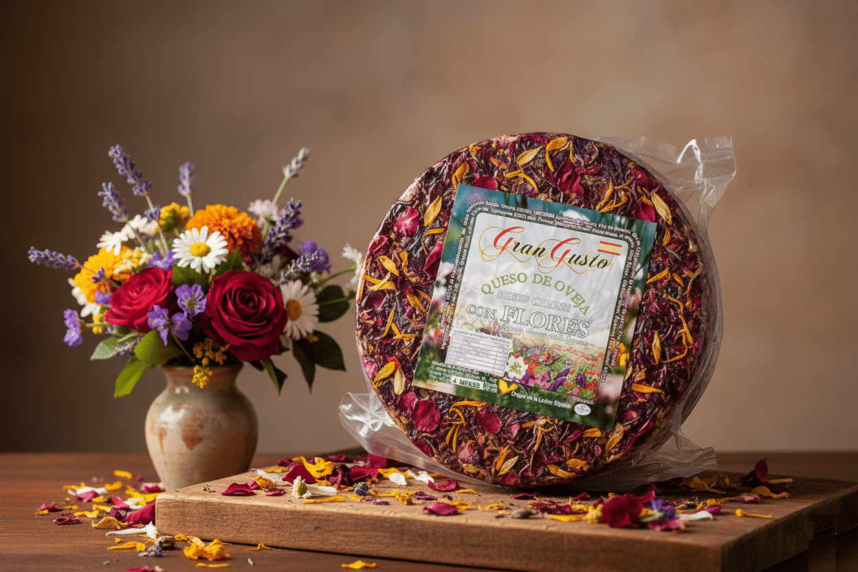 queso de oveja con flores gran gusto